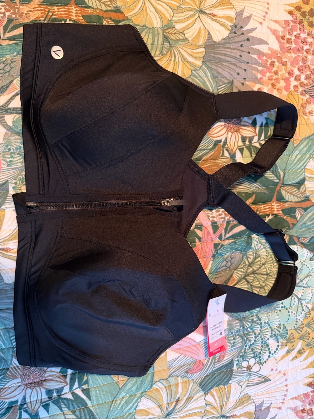 Lane Bryant Black Front-Zip Max Support Sports Bra NWT
